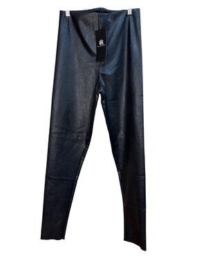 Rock & Republic Black Faux Leather Leggings Small S Stretch Pants nwt